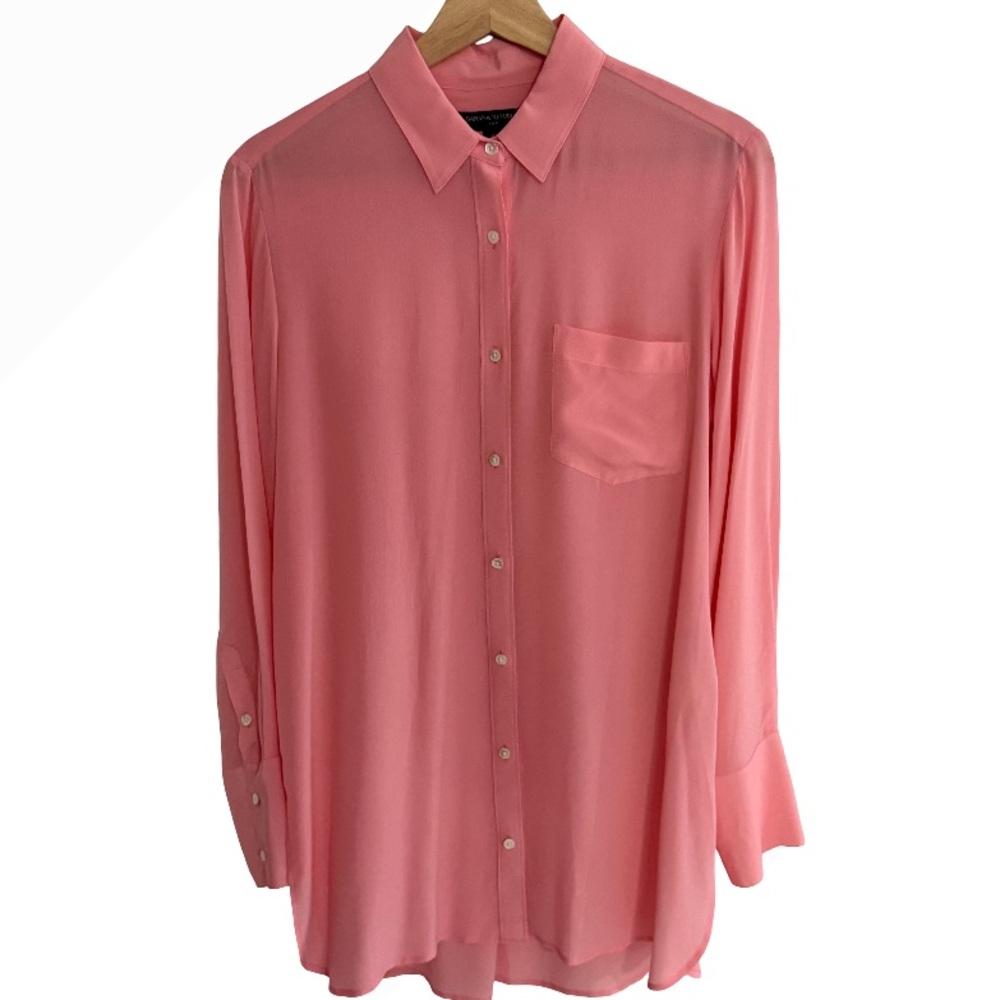 Banana Republic Factory Pink Silk Button Down Blouse Size S